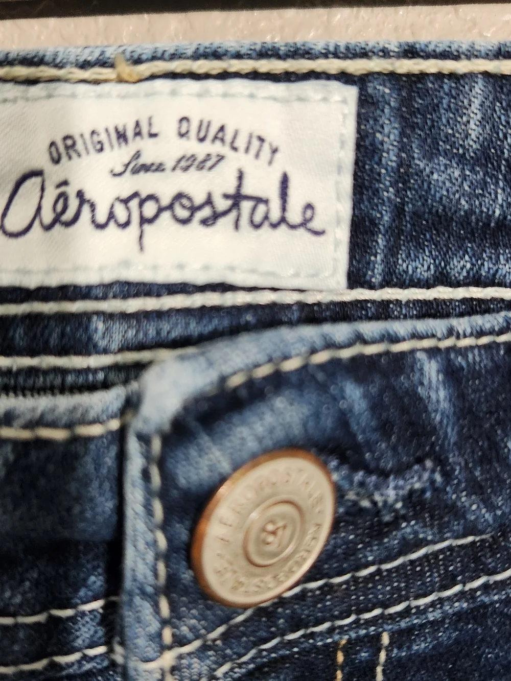 Aeropostale Women's Dark Blue Bootcut Jeans with Contrast Stitching